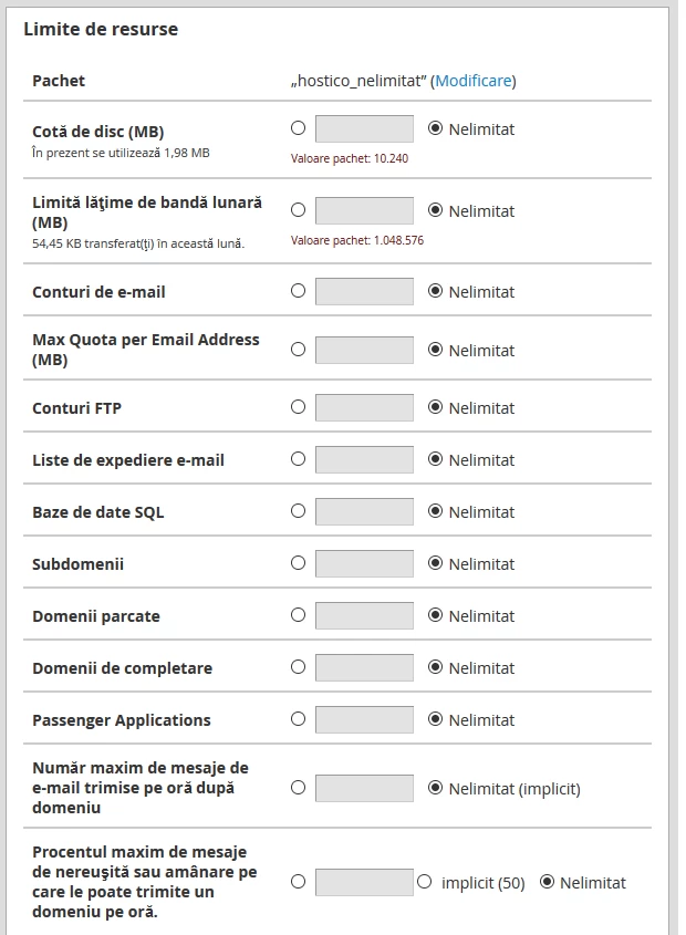 Editare limita de resurse