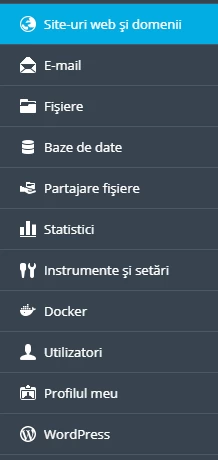 Meniu Principal Plesk